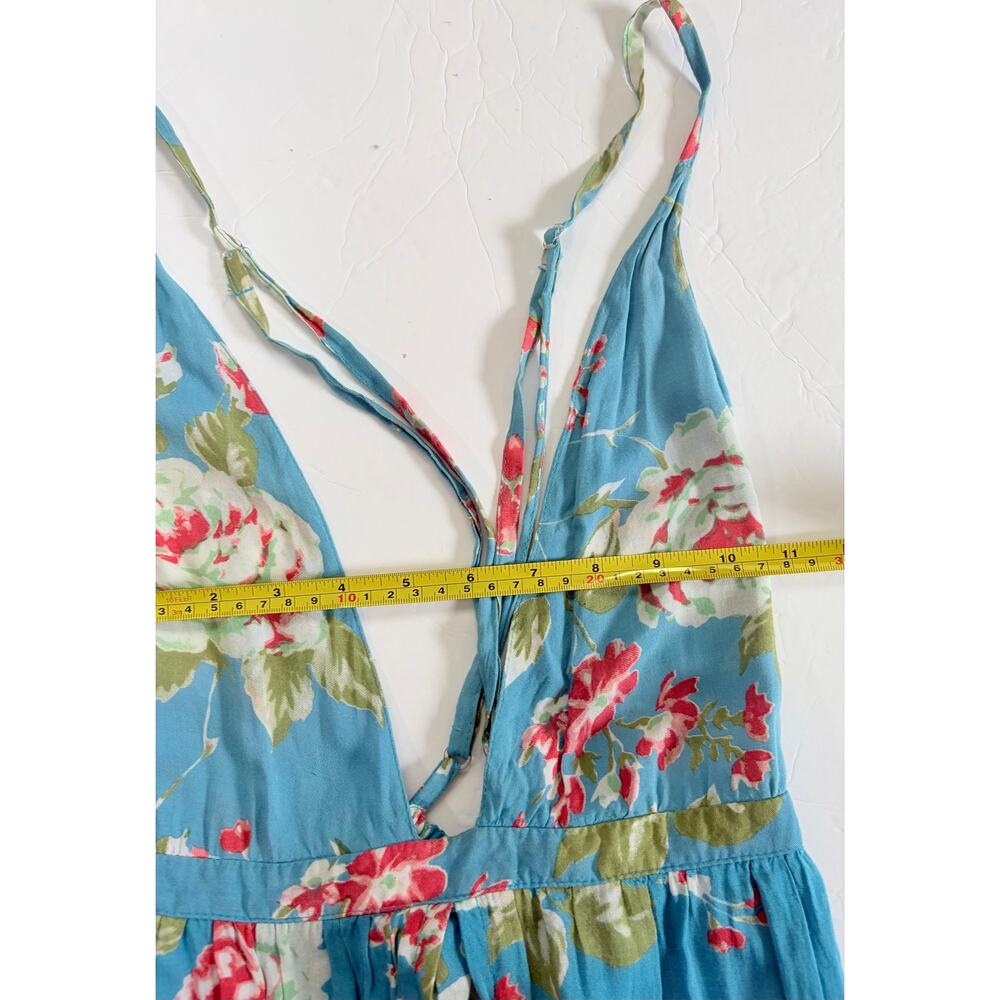 Faithfull The Brand Blue Floral Strappy Maxi Dress Women’s Size 6 100% Rayon - Picture 12 of 14